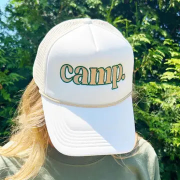 Camp Checker Trucker Hat in Ivory