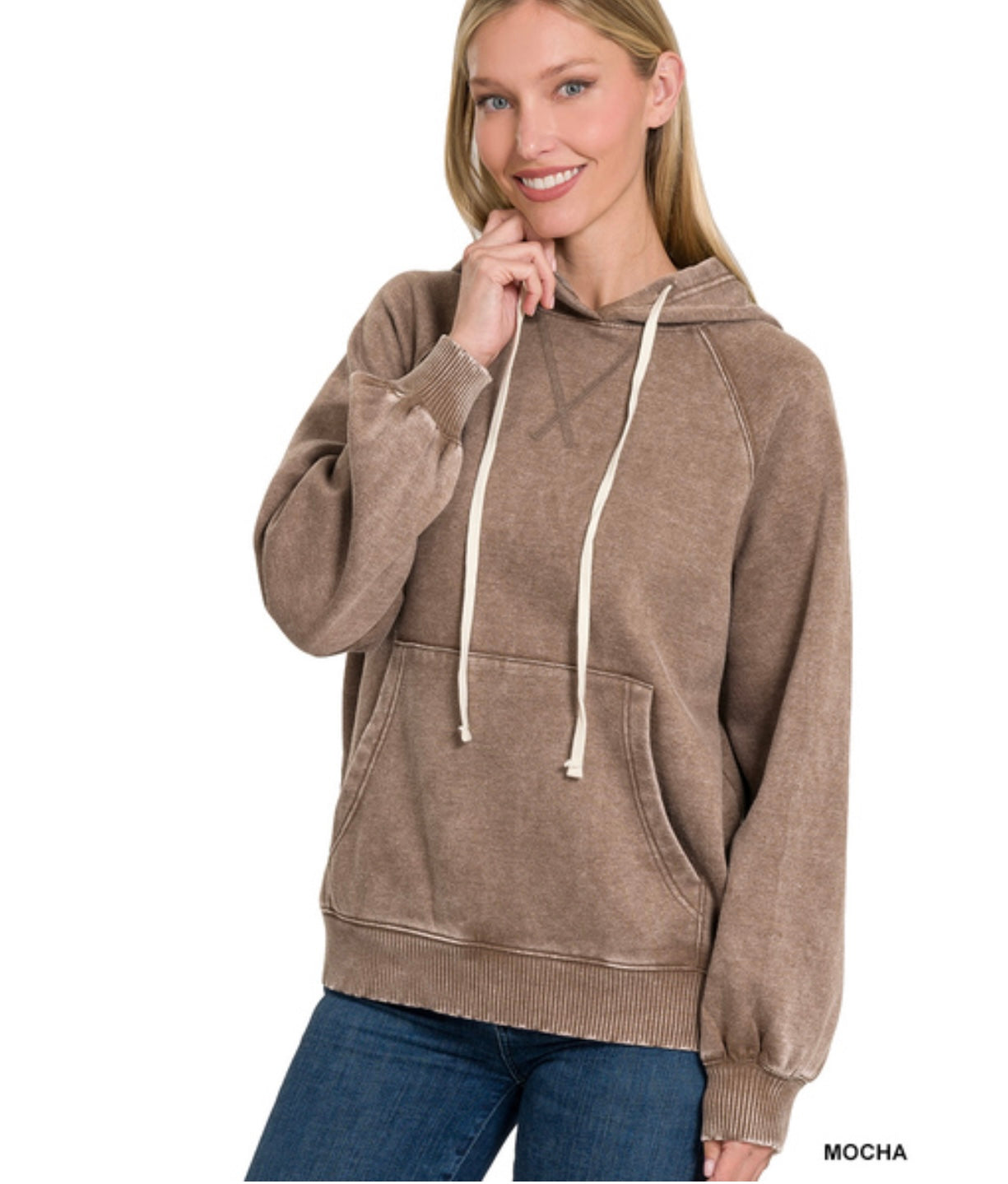 Macklie Hooded Pullover in Mocha