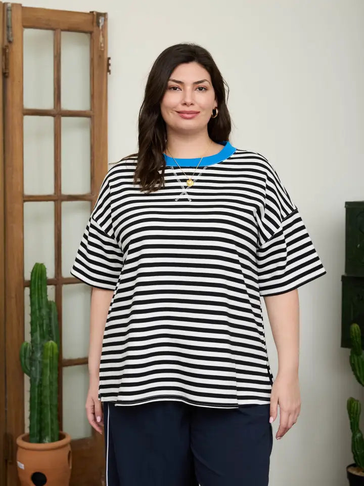 Zoey Colorblock Striped Tee in Back