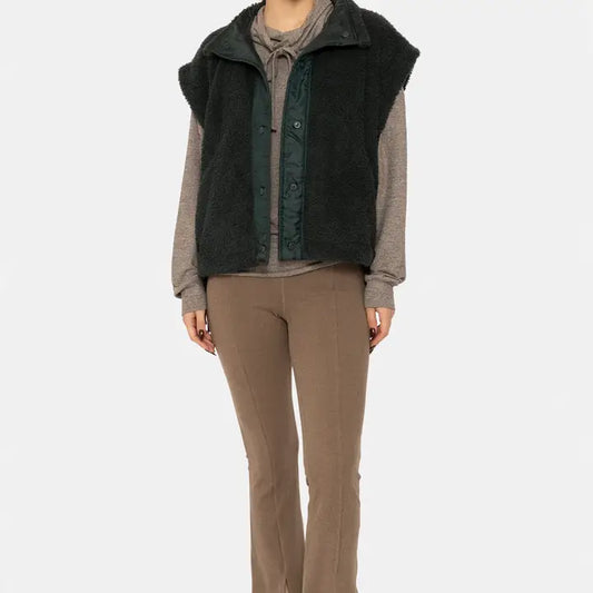 Mono B Fleece Tie side Vest in Forest