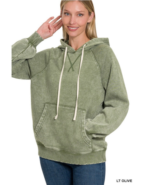 Macklie Hooded Pullover in Lt. Olive