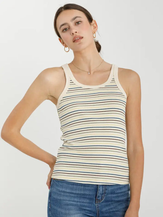 Ari Stripe Tank in Teal Multi