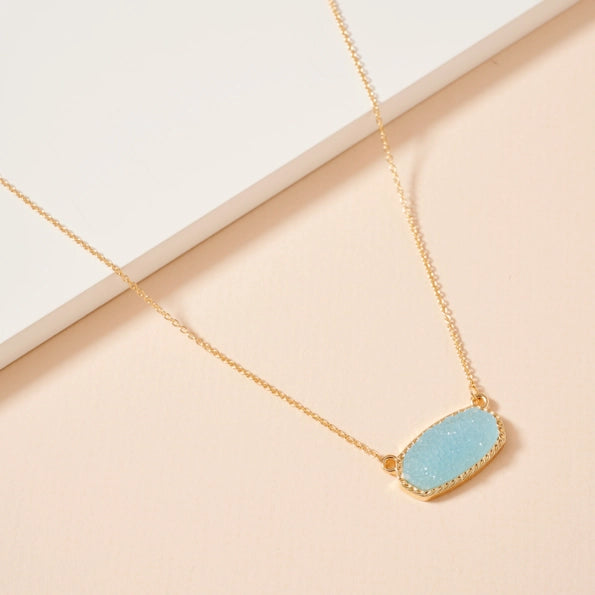 Kenzie Druzy Necklace - Aqua