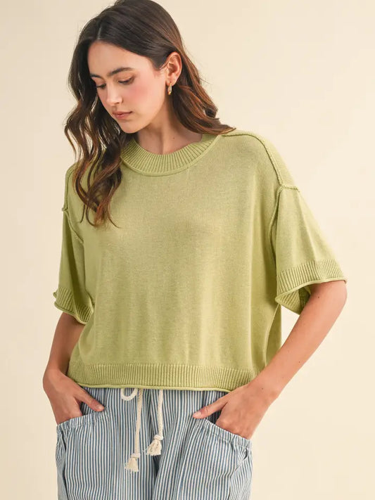 Cynthia Mock Neck Sweater in Sage