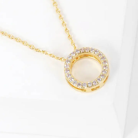 Rhinestone Ring Necklace in Gold