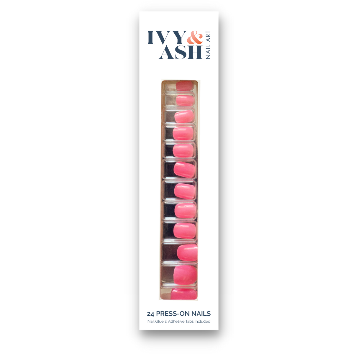 Ivy & Ash - Playful Pink | Short Bright Pink At Home Press-On False Nail