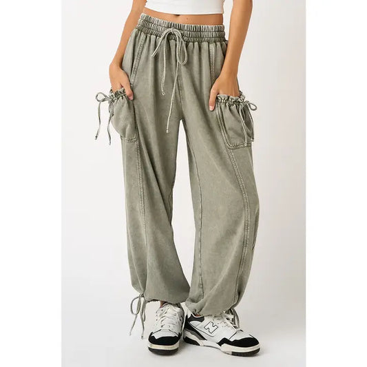 Cargo Drawstring Pant in Olive