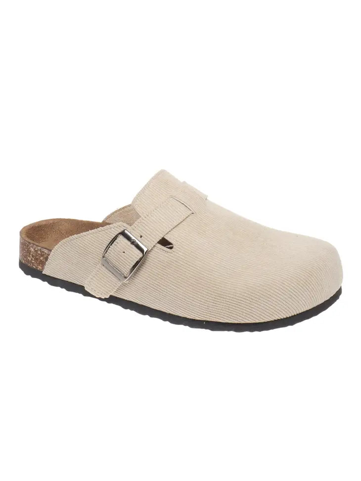Bria Corduroy Clogs in Taupe