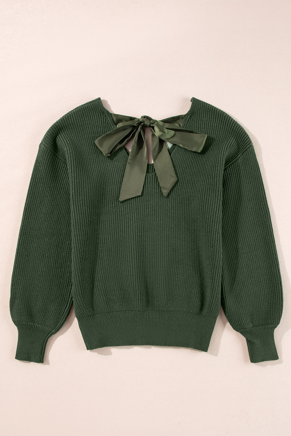 Bow Tie Back Sweater in Forest Green