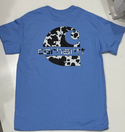 Cow Print Carhartt Tee in Blue Final Sale