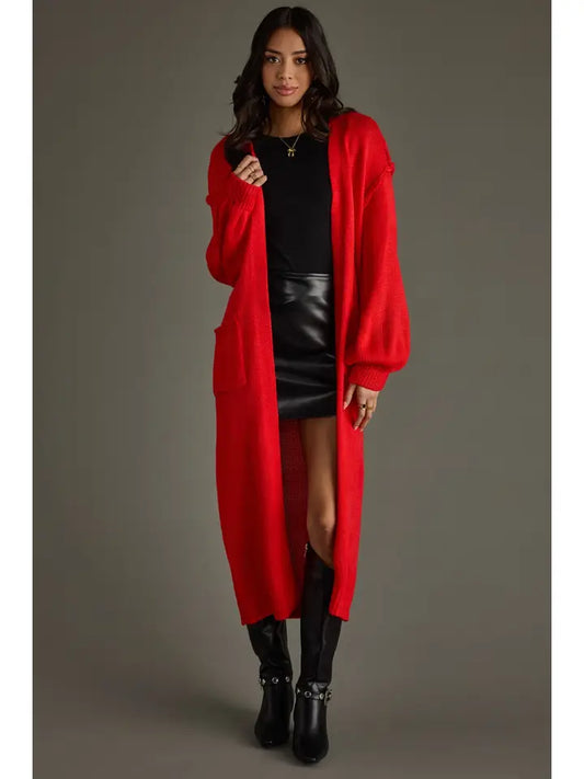 Halie Duster Cardigan in Red