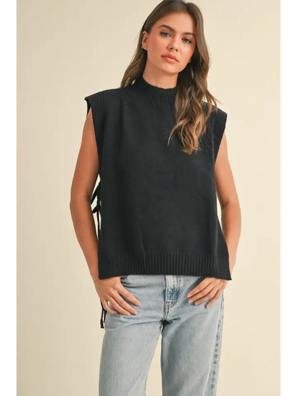 Ferna Tie Side Sweater in Black