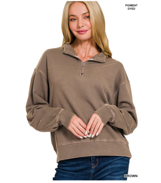 Emmie Pigment Dyed Pullover in Brown