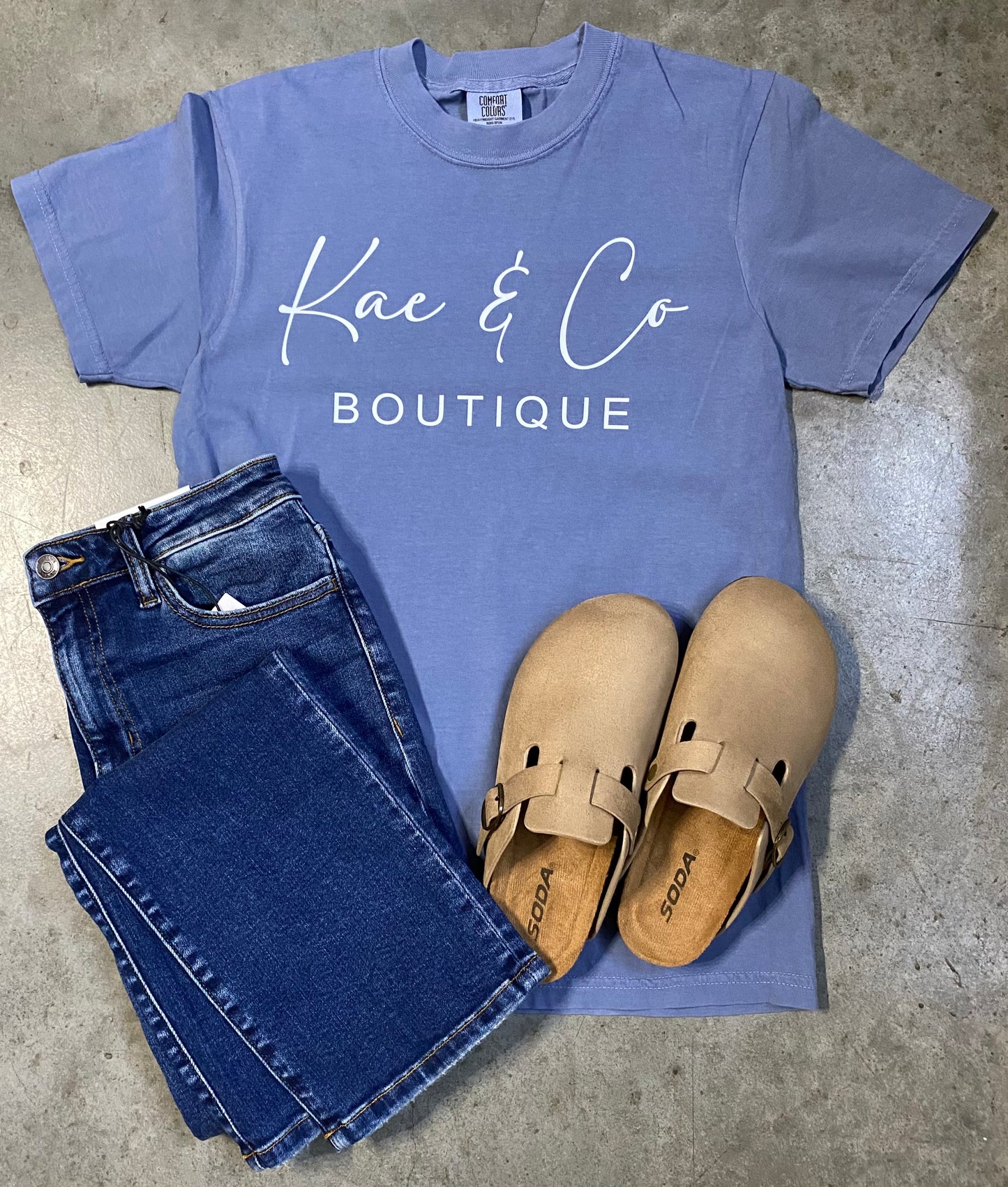 Kae & Co. Graphic Tee in Blue Jean