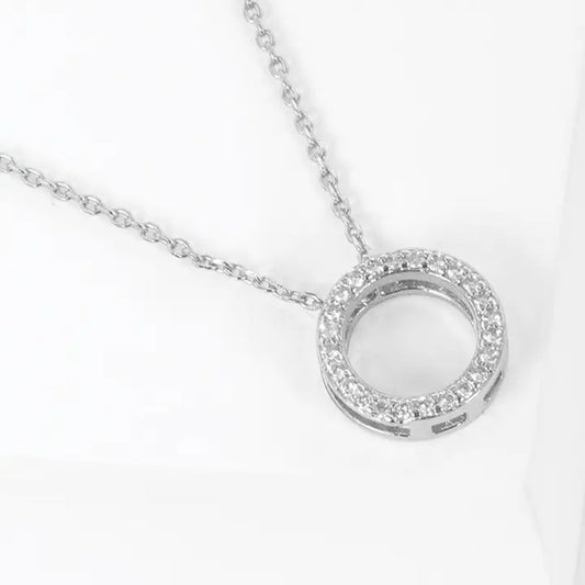 Rhinestone Ring Necklace in Silver