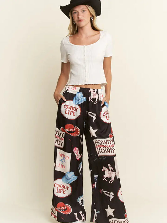 Jaida Wide Leg Western Pant