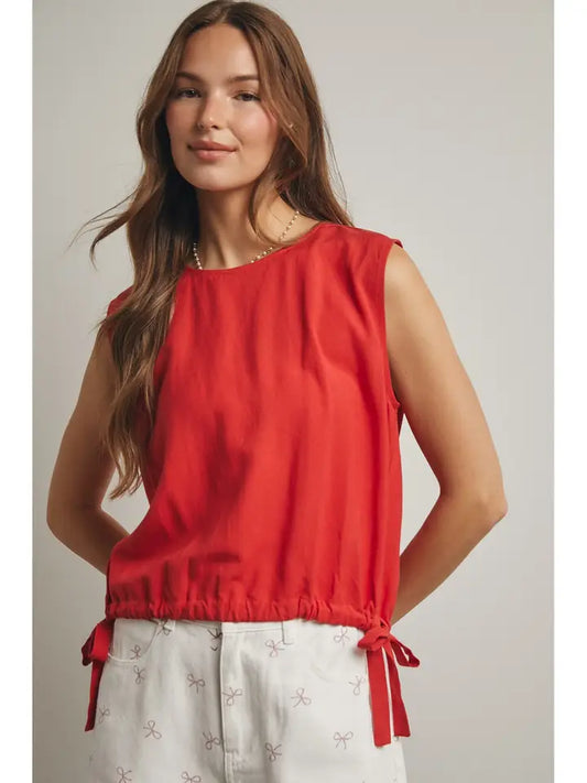 Lucy Side Tie Top in Cherry
