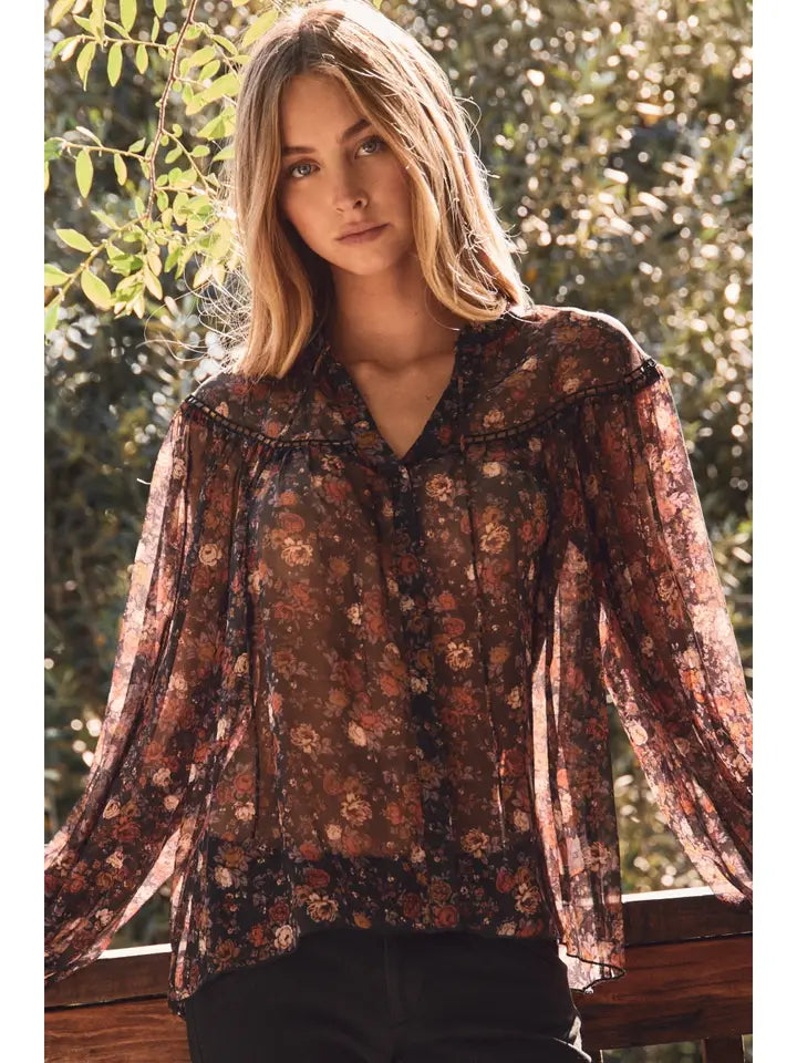 Ellie Sheer Floral Blouse
