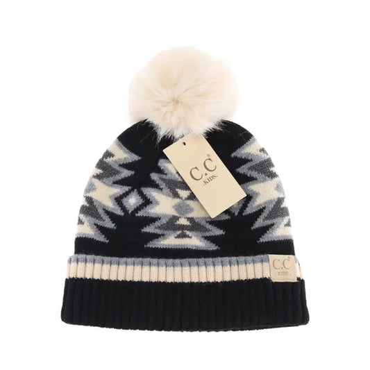 Aztec Beanie in Black/Grey