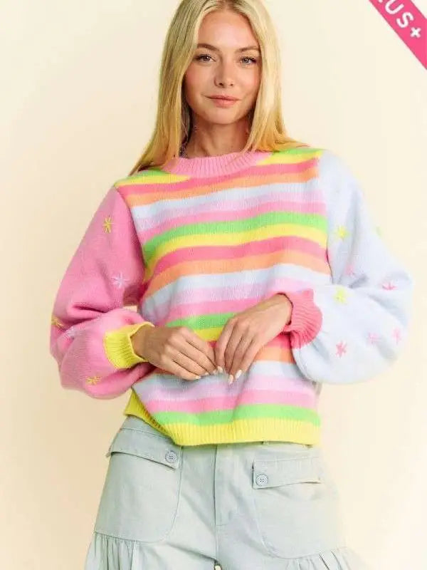Reya Striped Sweater -Curvy