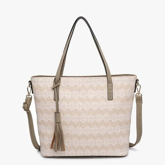 August 2 tone Diamond Tote in Beige