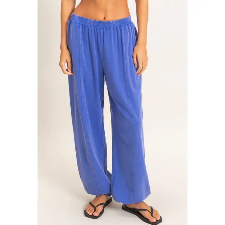 Katie Mineral Wash Joggers in Cobalt