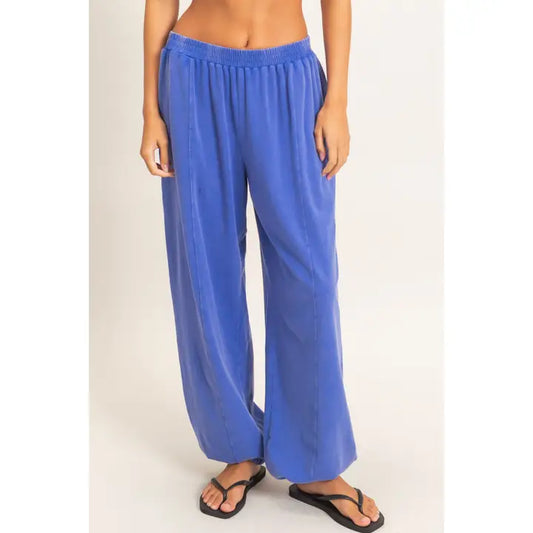 Katie Mineral Wash Joggers in Cobalt