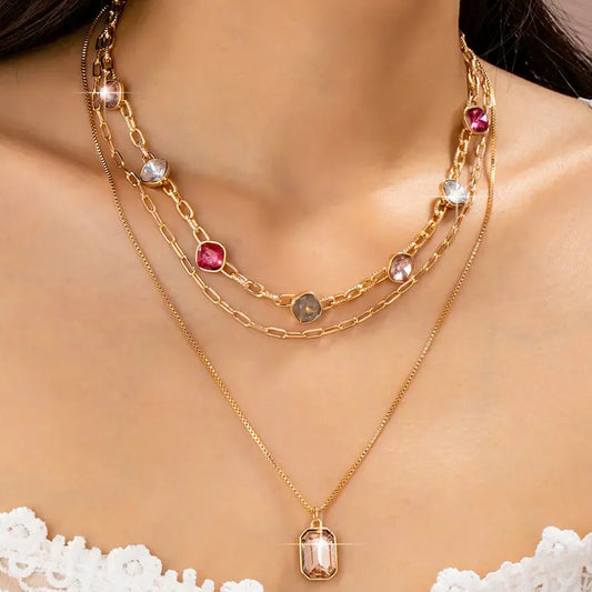 Colorful Layered Stone Necklace