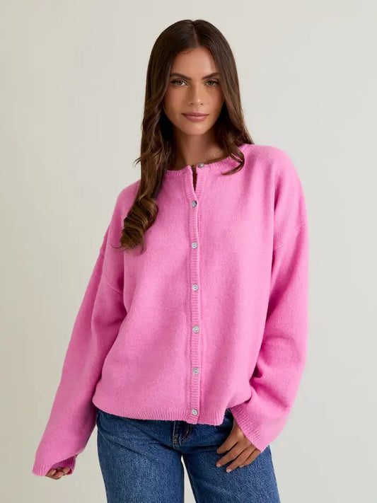Jensen Sweater Cardigan in Pink