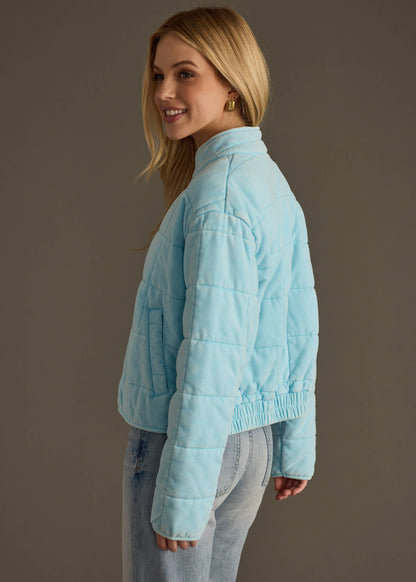 Naomie Light Blue Washed Quilted Jacket