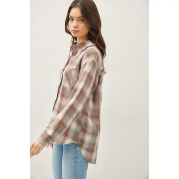 Hanlee Plaid Top in Grey
