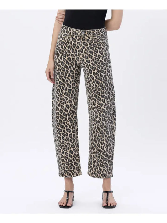 Valerie Leopard Print Barrel Jeans