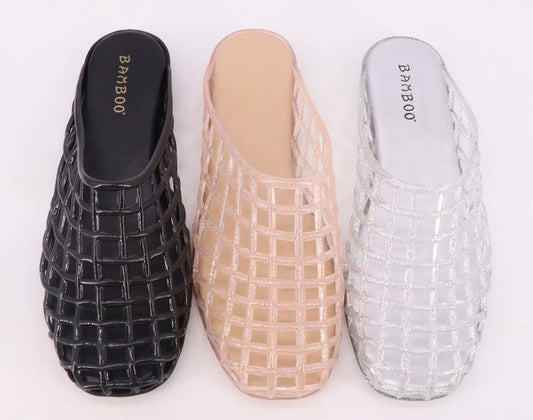 Jelly Net Slip on Mules Nude