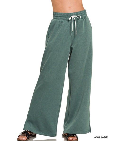 Scuba drawstring pants in Ash Jade