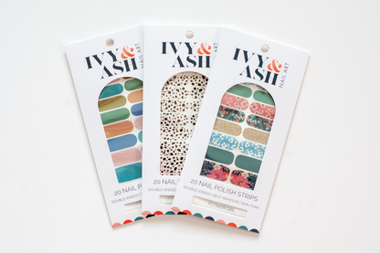 Ivy & Ash - Seaside | Calming Beachy Solid Color Nail Polish Wrap Set