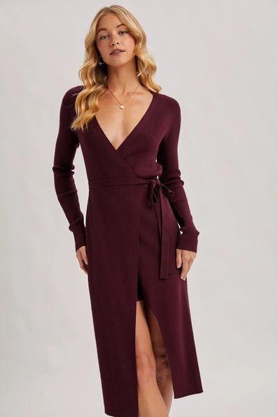 Lauren Midi Dress in Wine