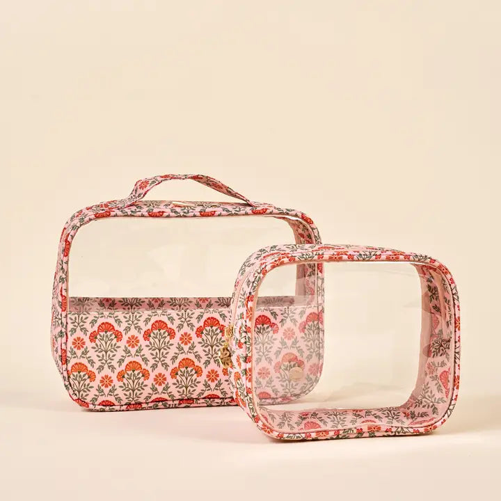 Clearly Chic Cosmetic Bag Set in Everbloom Dusty Rose