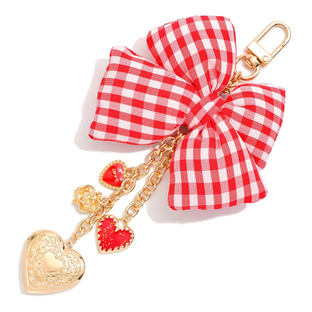 Red Gingham Bow Bag Charm