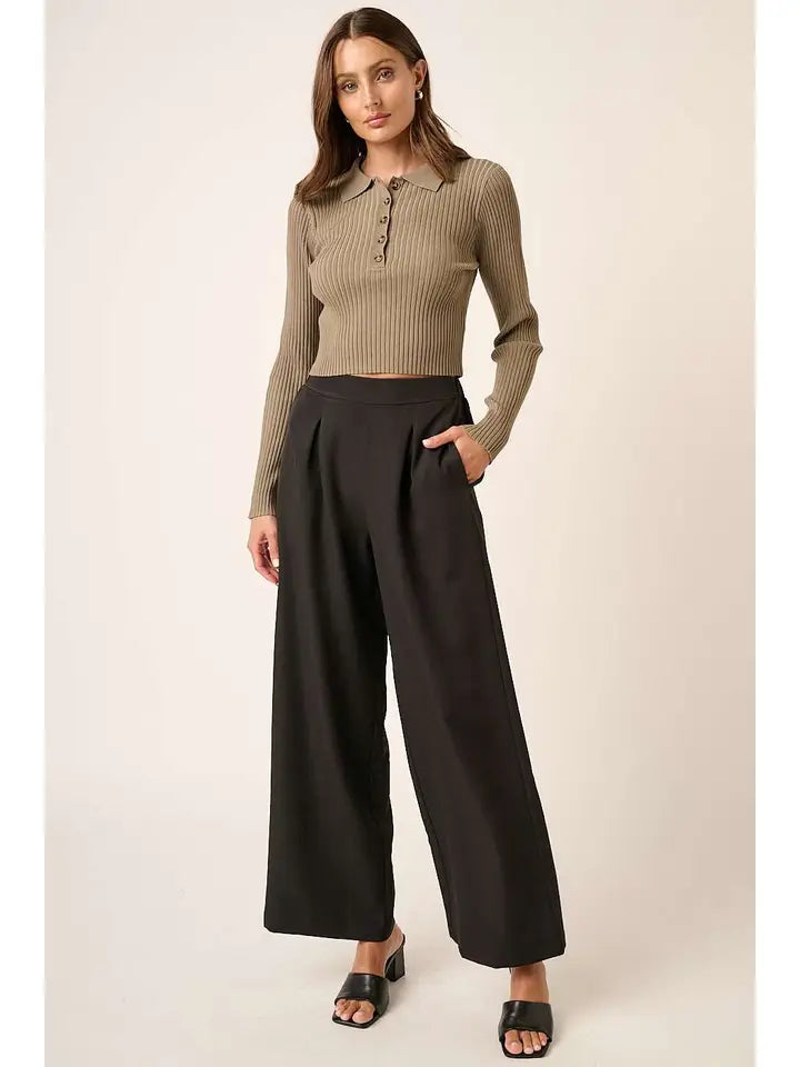 Inverted Pleat Detail Wide Leg Pants