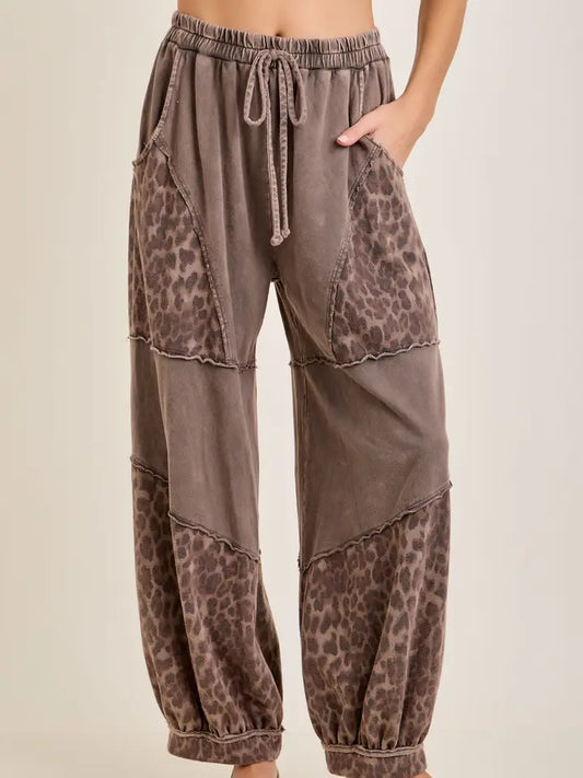 Mineral Washed Leopard Pants