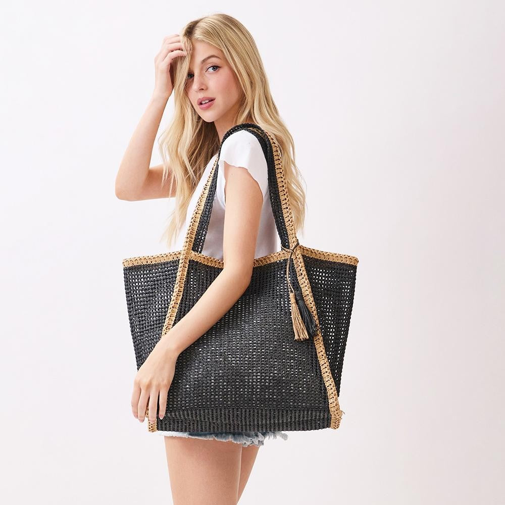 Two Toned Woven Beach Bag