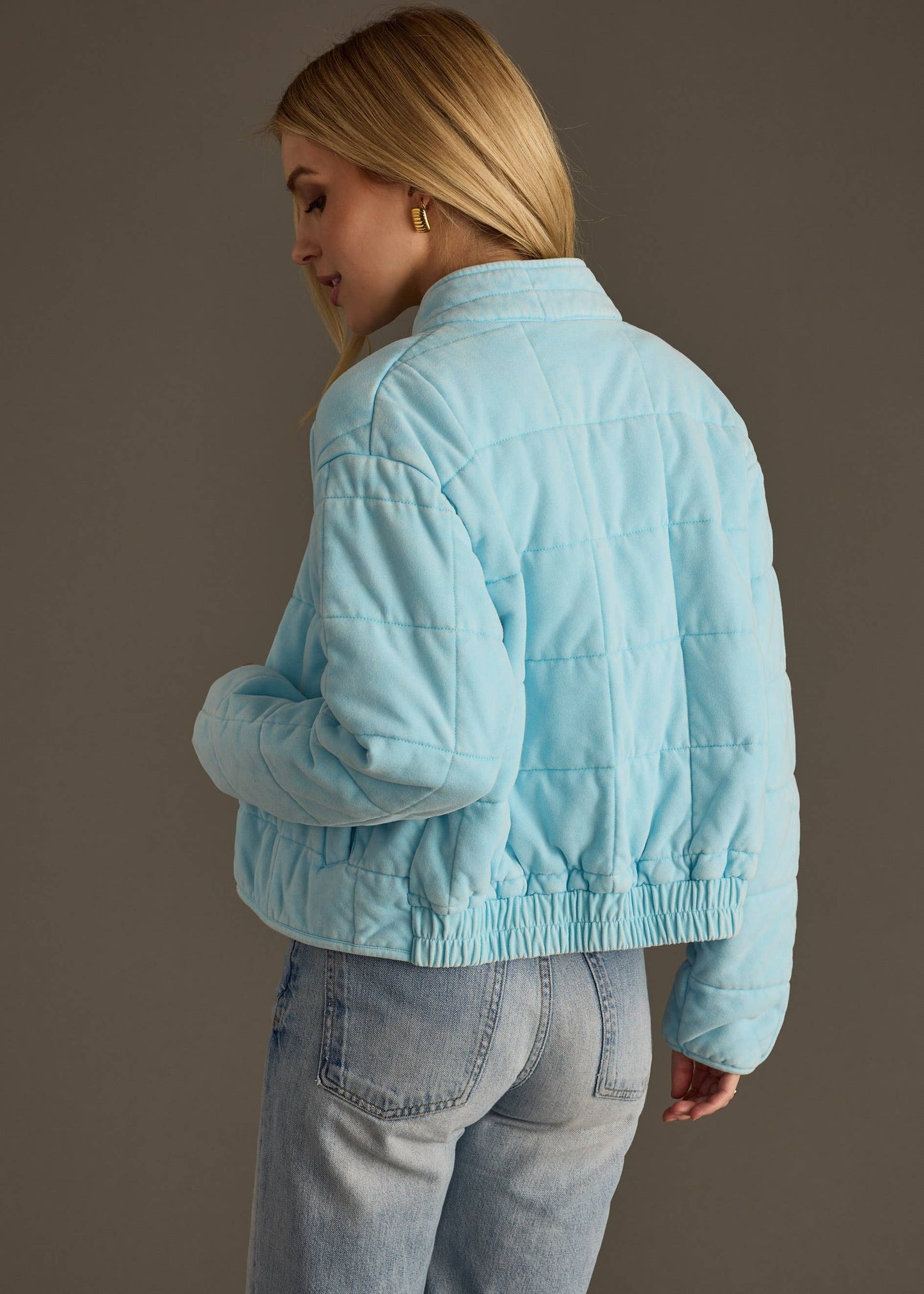Naomie Light Blue Washed Quilted Jacket