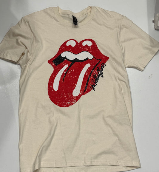 Rolling Stones Graphic Tee in Ivory Final Sale