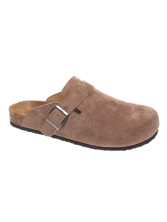 Bria Suede Clogs in Taupe