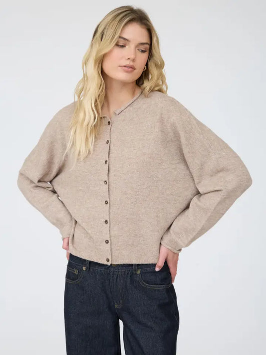 Aria Lightweight Knit Cardigan in Light Mocha
