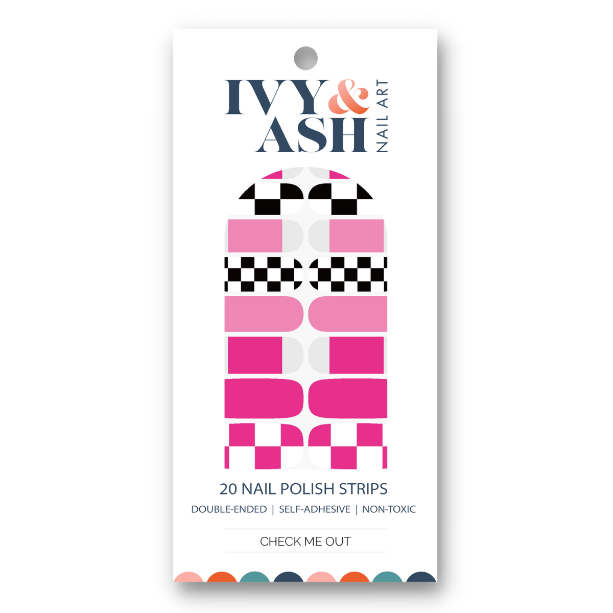 Ivy & Ash - Check Me Out | Bright Pink & Black Check Nail Polish Wrap