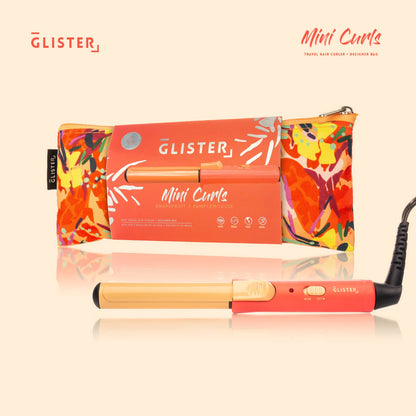 Glister - “Mini Curls” Travel Clip Curler with Carrying Pouch: Apricot Plum