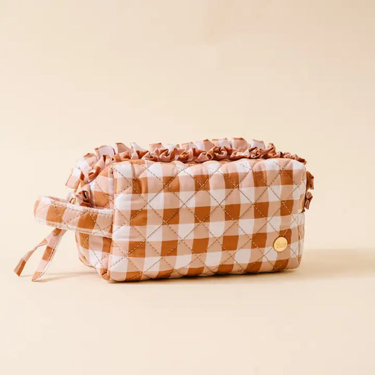 Essentials Quilted Cosmetic Pouch in Maple Gingham