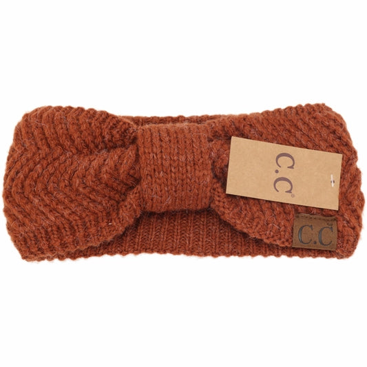 Chevron Knit Head Wrap in Rust
