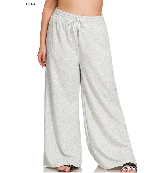 Scuba Fleece Lined Sweat Pants in Heather Grey